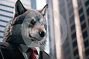 Portrait of a wolf in a suit