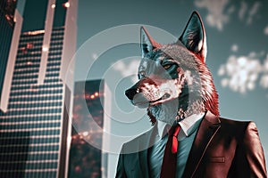 Portrait of a wolf in a suit
