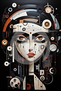 portrait of a woman. abstract wall art. painting in the interior. a modern poster.