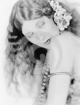 Portrait of a woman adorned with flowers