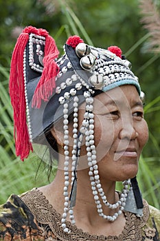 Portrait woman from Asia, Akha