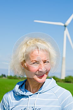 Portrait woman on the background of wind-driven