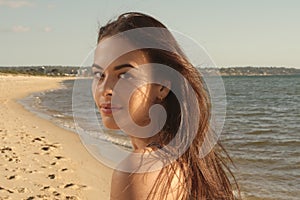 Portrait of woman at beach