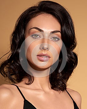 Portrait woman Beautiful face woman beauty close up clean fresh skin female portrait natural cosmetic young model