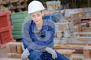 Portrait woman in boilersuit