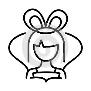 Portrait woman bow in head cartoon, line style design