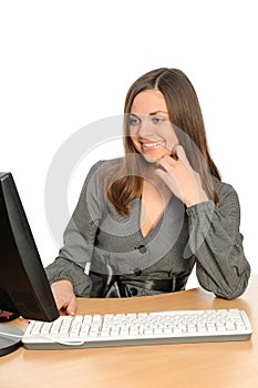 Portrait of the woman with a computer.