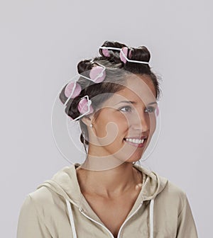 Portrait of a Woman with Curlers
