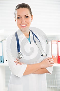 Portrait of woman doctor at hospital