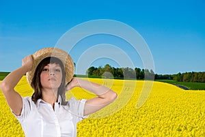 Portrait of woman in field