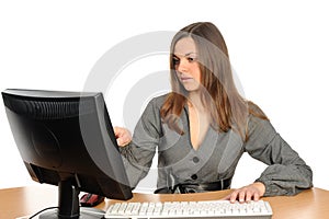 Portrait of the woman in front of her computer