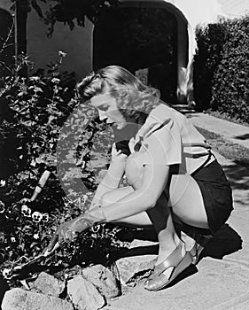 Portrait of woman gardening