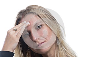 Portrait of a woman having a migraine, headache