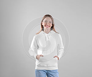 Portrait of woman in hoodie sweate