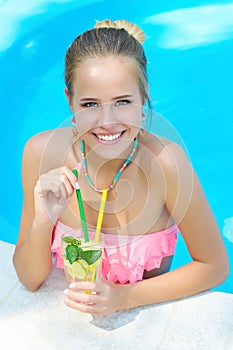 Portrait of a woman with lemonade