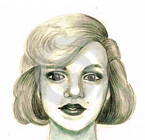 Portrait of a woman looking like Marilyn Monroe