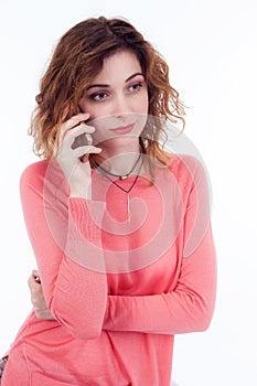 Portrait woman with mobile phone