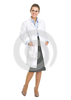 Portrait of woman ophthalmologist doctor wearing glasses