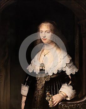 Portrait of a woman, possibly Maria Trip, painting by Rembrandt van Rijn