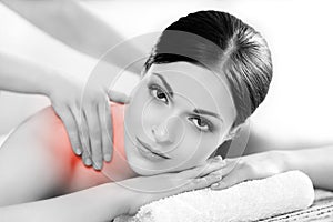 Portrait of a woman relaxing on a spa massage