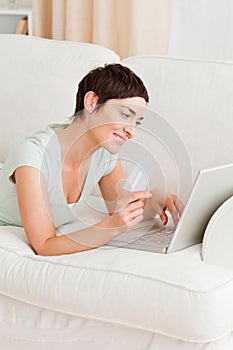 Portrait of a woman shopping online