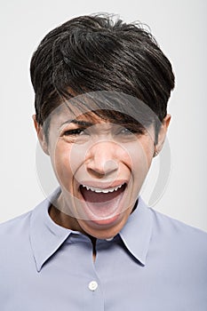 Portrait of a woman shouting