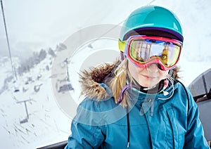 Portrait of woman at ski resort