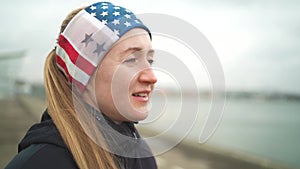 Portrait of a woman in sportswear Close-up of the face