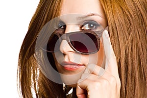 Portrait of a woman in sunglasses.