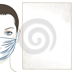 Portrait of a woman with surgical mask photo