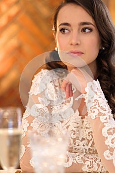 Portrait of a woman in a wedding dress