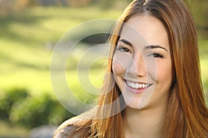 Portrait of a woman white smile dental care photo