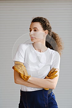 Portrait of woman worker, part-time job concept