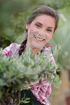 portrait woman working in horticulture photo