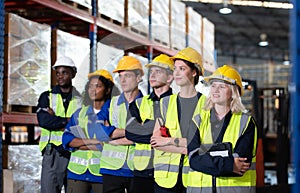 Portrait of worker in an auto parts warehouse, Relax after examine auto parts that are ready to be shipped to the automobile