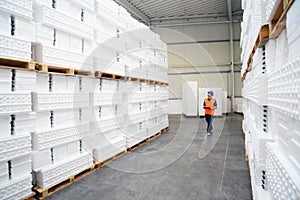 portrait of a worker in a goods warehouse - storage and transport of goods by mail order