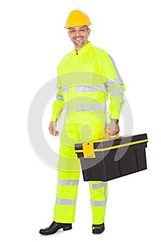 Portrait of worker wearing safety jacket