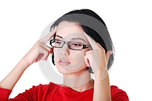 Portrait of worried woman in eyewear