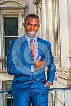 Portrait of Young African American Businessman in New York.