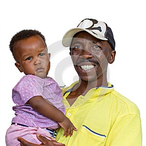 Portrait of Young African father with his son