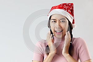 Portrait of young asia woman with shocked facial expression
