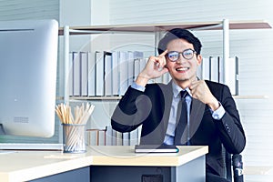 Portrait of young asian business idea for business finance concept