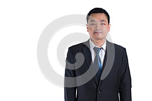 Portrait of Young Asian businessman standing isolated on white background. Using as business success concept