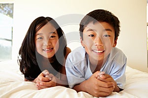 Portrait young Asian girl and boy