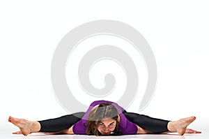 Portrait of young attractive woman doing exercises on yoga mat. Healthy lifestyle and sports concept. Series of exercise poses.