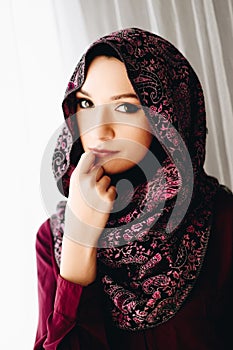 Portrait of young beautiful arabic middle eastern woman