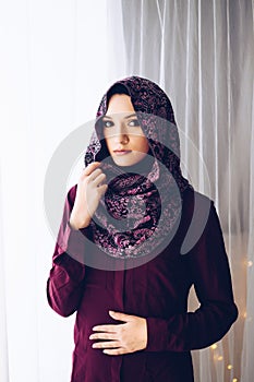 Portrait of young beautiful arabic middle eastern woman