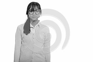 Portrait of young beautiful Asian teenage girl with eyeglasses