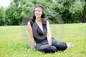 Portrait of young beautiful brunette woman