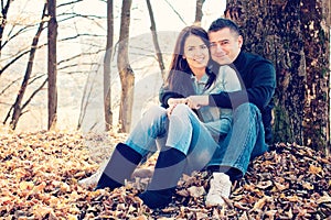 Portrait of young beautiful couple in love